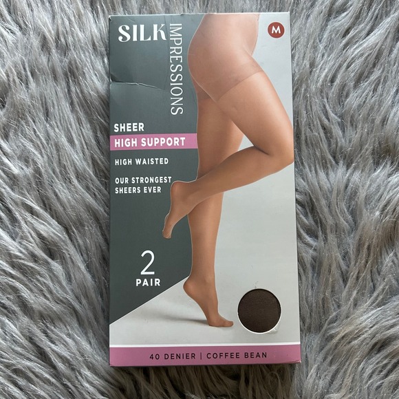 Silk Impressions High Support Sheer Tights Womens Size Medium Coffee Bean - Picture 1 of 5